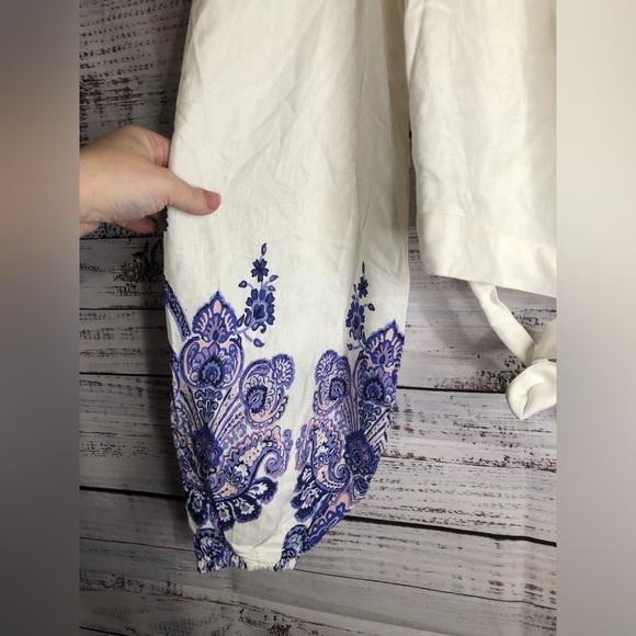 VENUS multicolored 3/4 sleeve wrap blouse with tie front - Picture 9 of 14